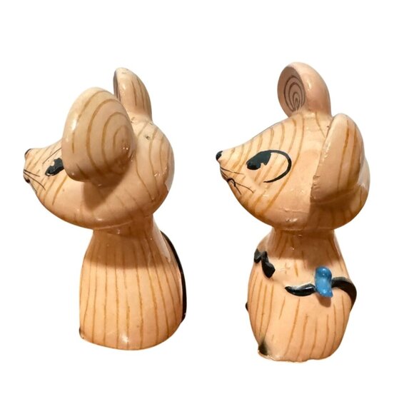 VTG HOLT HOWARD MERRY MICE SALT & PEPPER SHAKERS PINK CERAMIC ANTHROPOMORPHIC - Picture 4 of 6